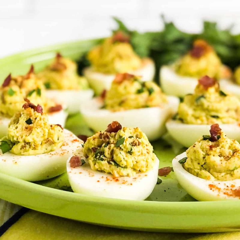 Avocado Deviled Eggs With Bacon Crumbles