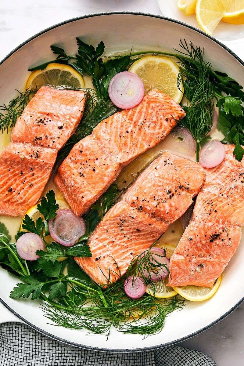 Olive Oil-Poached Salmon With Fresh Herbs