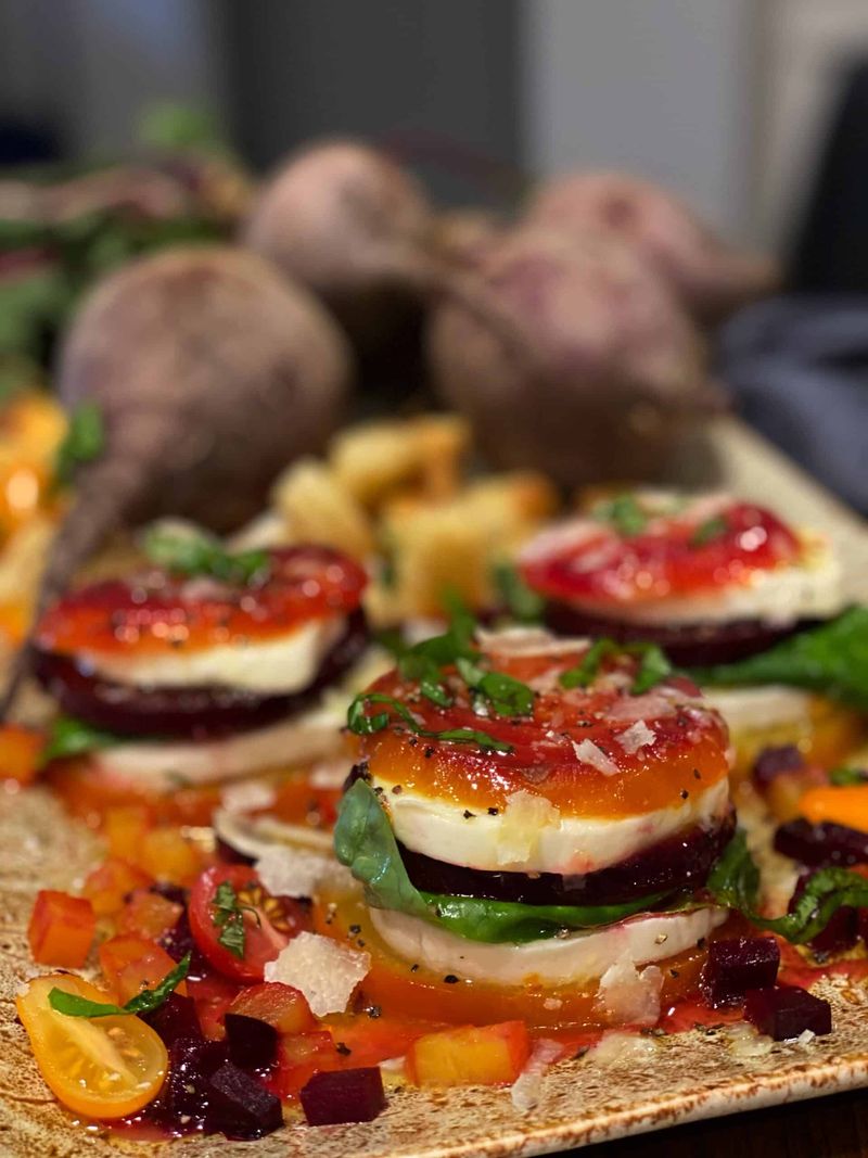 Roasted Beet Caprese Tower