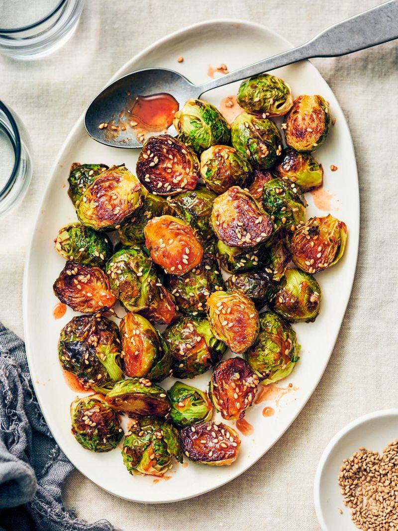 Maple Sriracha Grilled Brussels Sprouts