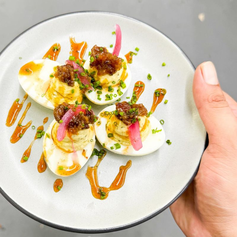 Deviled Eggs With Bacon Jam