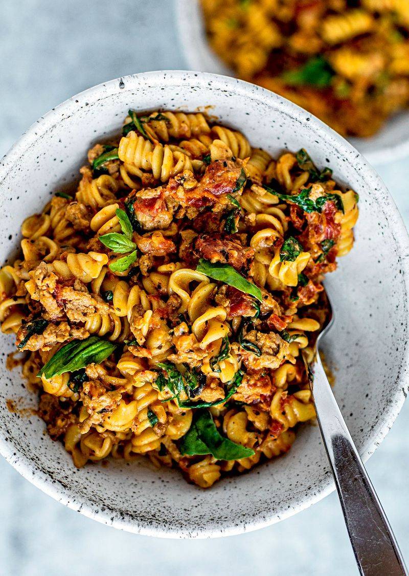 Creamy Turkey Pasta With Spinach