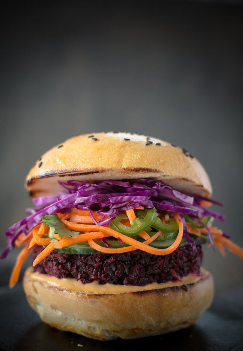 Beet And Walnut Burger With Horseradish Mayo