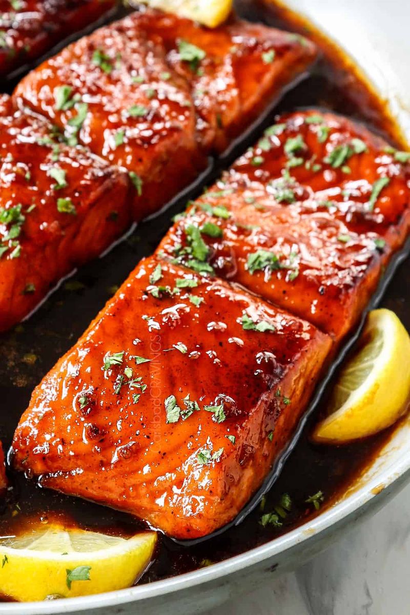 Sticky Honey Garlic Glazed Salmon