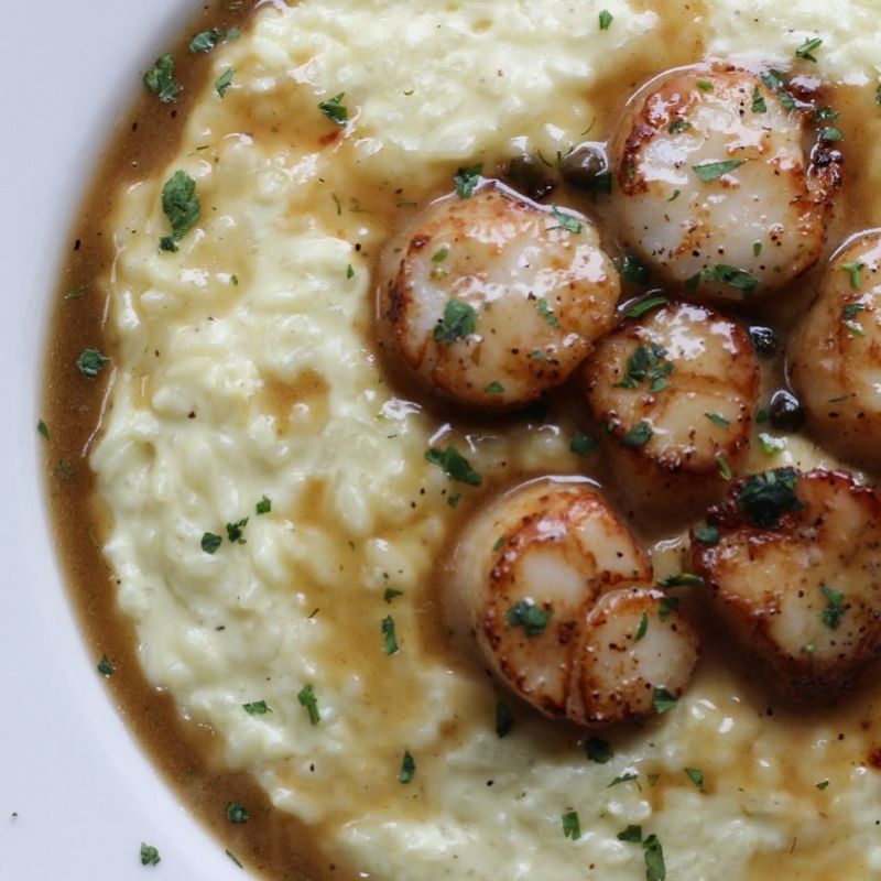 Lemon Asparagus Risotto With Seared Scallops