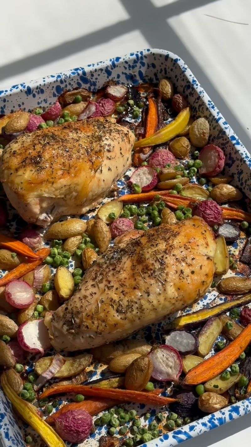 Lemon Thyme Chicken With Roasted Radishes