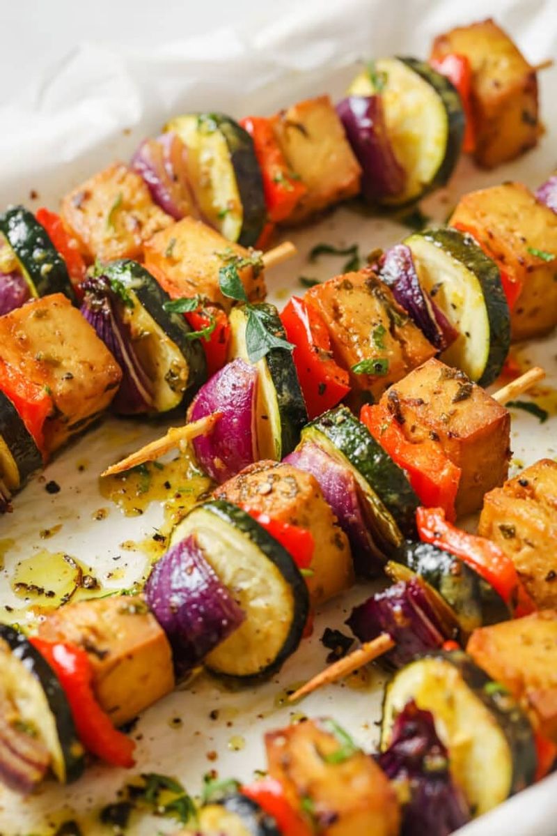 BBQ Tofu And Zucchini Skewers
