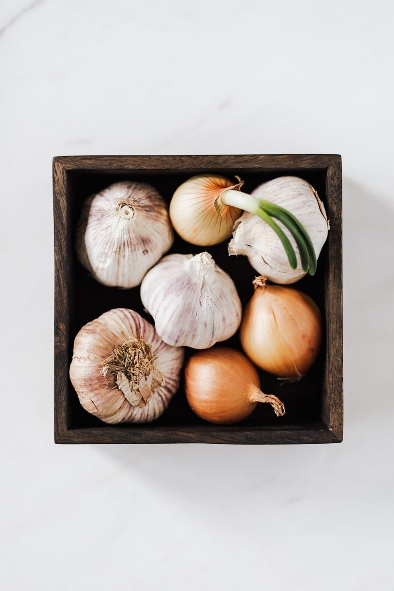 Raw Onions And Garlic