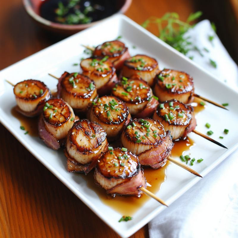 Bacon-Wrapped Scallop Skewers