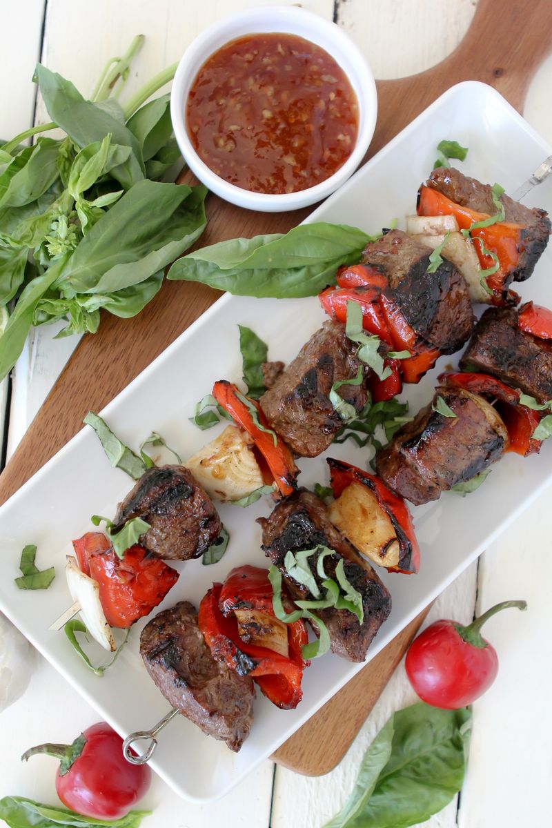 Thai Beef And Basil Skewers