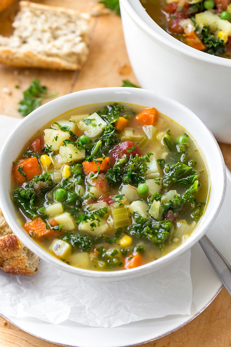 Vegetable Soup With Buttered Noodles