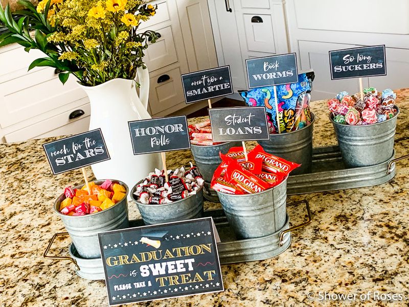 Candy Buffet With Graduation Labels