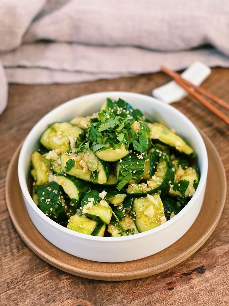 Smashed Cucumber And Garlic Salad