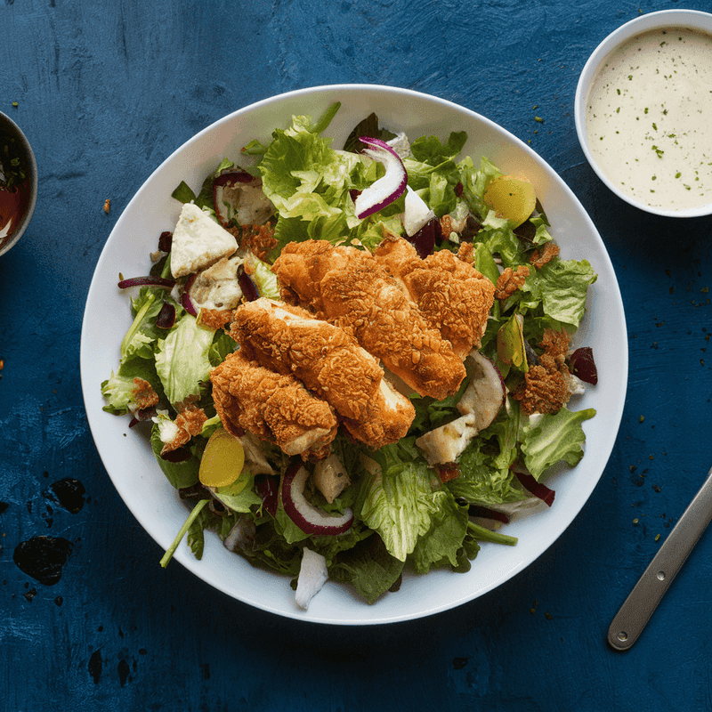 Bacon Ranch Salad With Buttermilk Crispy Chicken