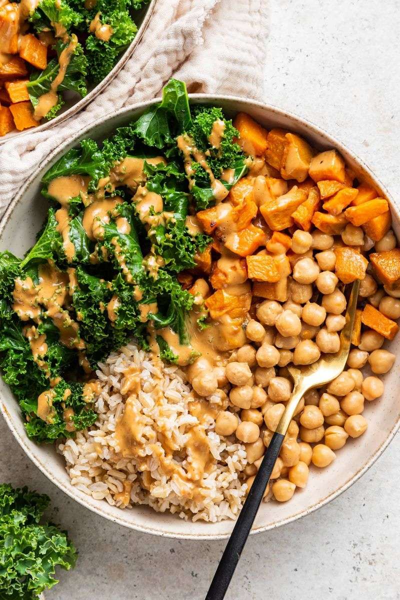 Sweet Potato And Kale Grain Bowls