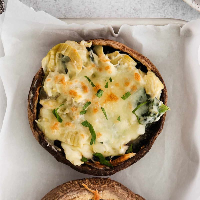 Artichoke & Spinach Stuffed Portobello Mushrooms