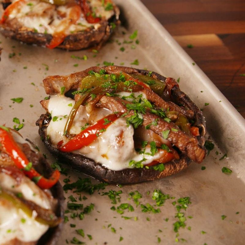 Philly Cheesesteak Stuffed Portobello Mushrooms