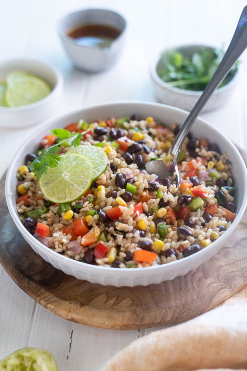 Southwest Brown Rice Salad With Black Beans And Corn