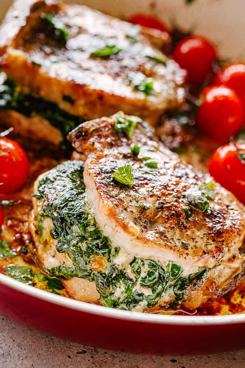 Cheesy Spinach-Stuffed Pork Chops
