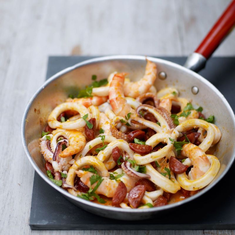 Calamari And Chorizo Tapas Skillet