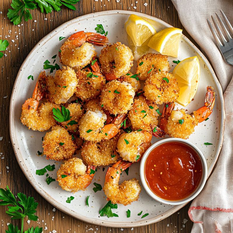 Parmesan Crusted Scampi Bites With Marinara
