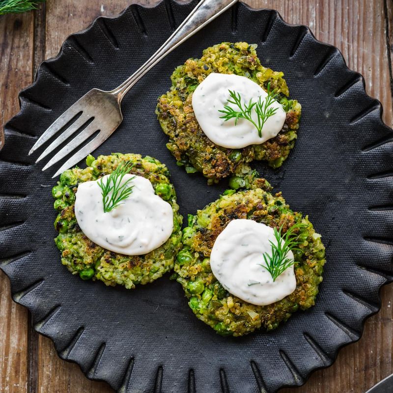 Crispy Pea Fritters With Yogurt Dip
