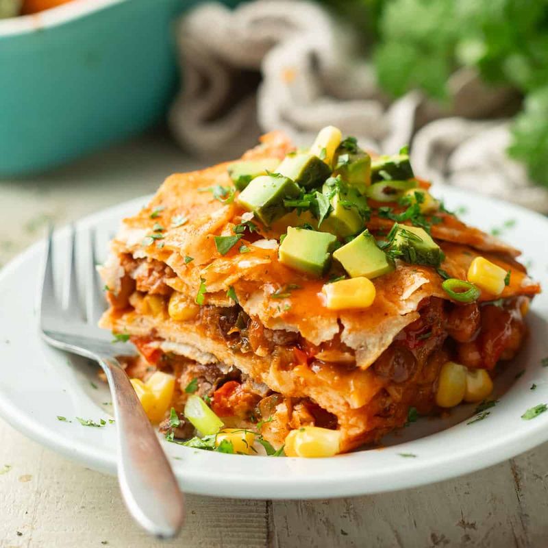 Vegan Enchilada Casserole With Cashew Cream