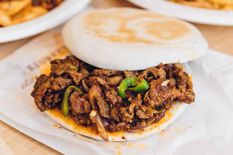 Xi’an Famous Foods – Spicy Lamb Noodle Sandwich