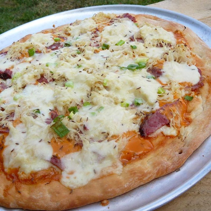 Reuben Sandwich Pizza Transformation