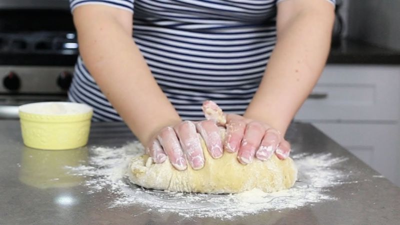 Hand Kneading Bread Dough