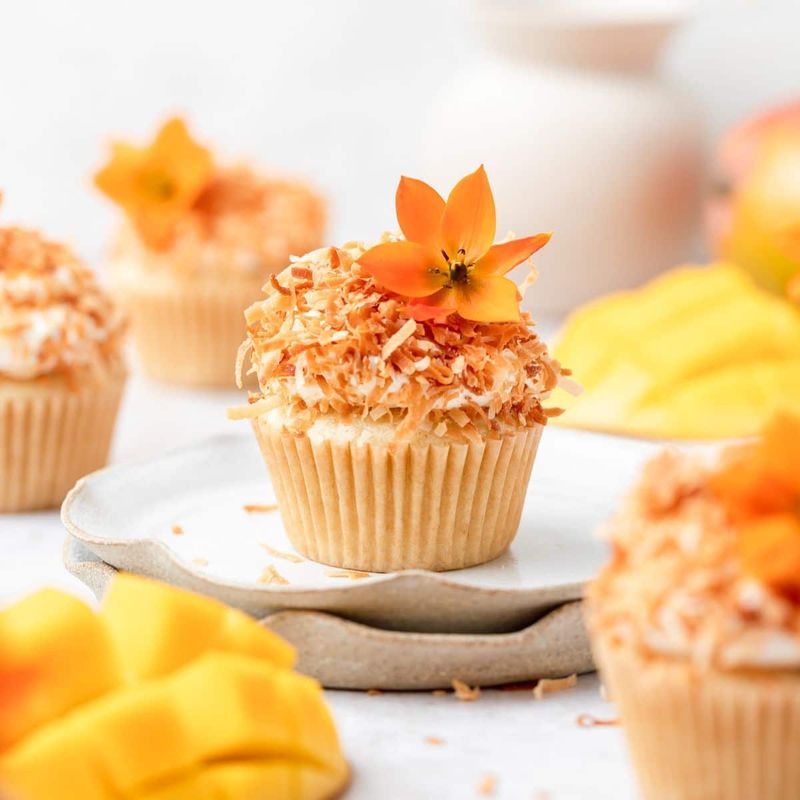 Mango-Coconut Cupcakes With Whipped Frosting