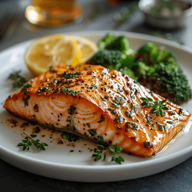 Lemon Herb Salmon With Steamed Broccoli