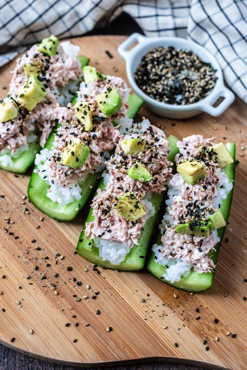 Spicy Tuna Cucumber Boats