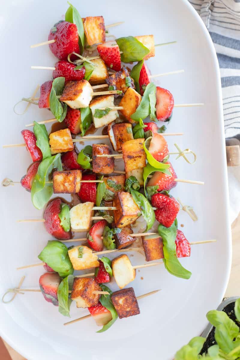 Grilled Strawberry & Halloumi Skewers