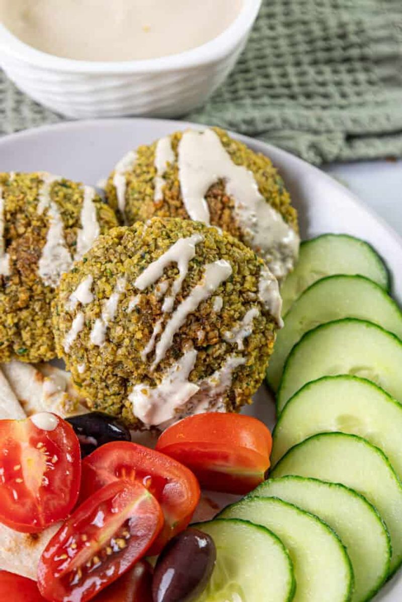 Baked Falafel Balls With Tahini Sauce