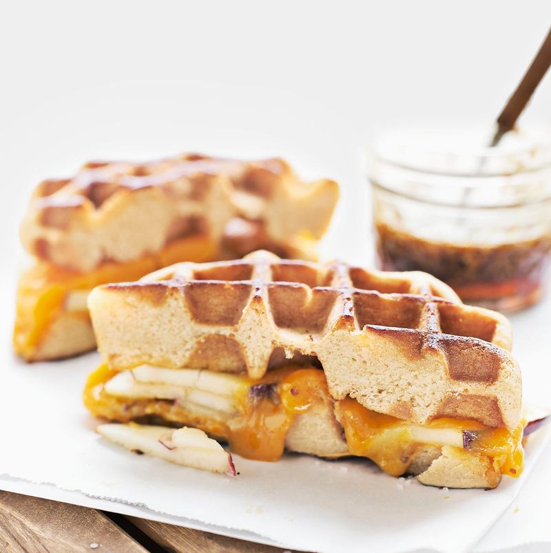 Apple Cheddar Waffle Sandwiches