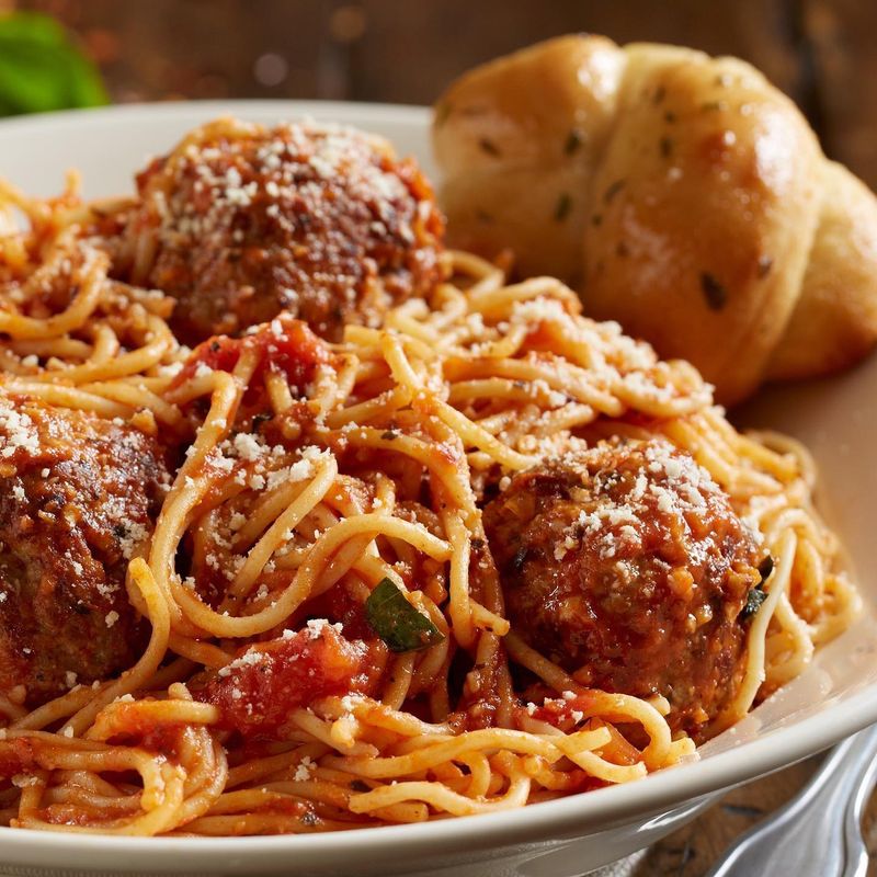 BJ's Restaurant & Brewhouse's Deep Dish Spaghetti & Meatballs