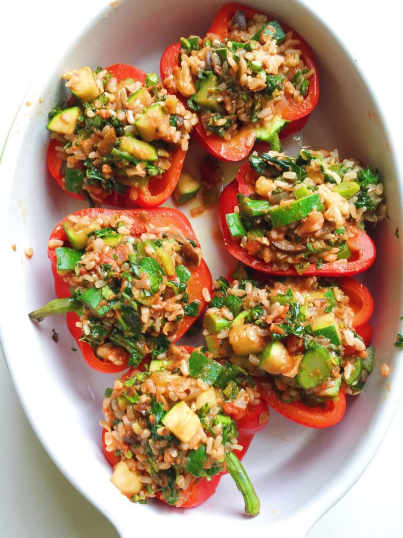 Turkey And Kale Stuffed Peppers