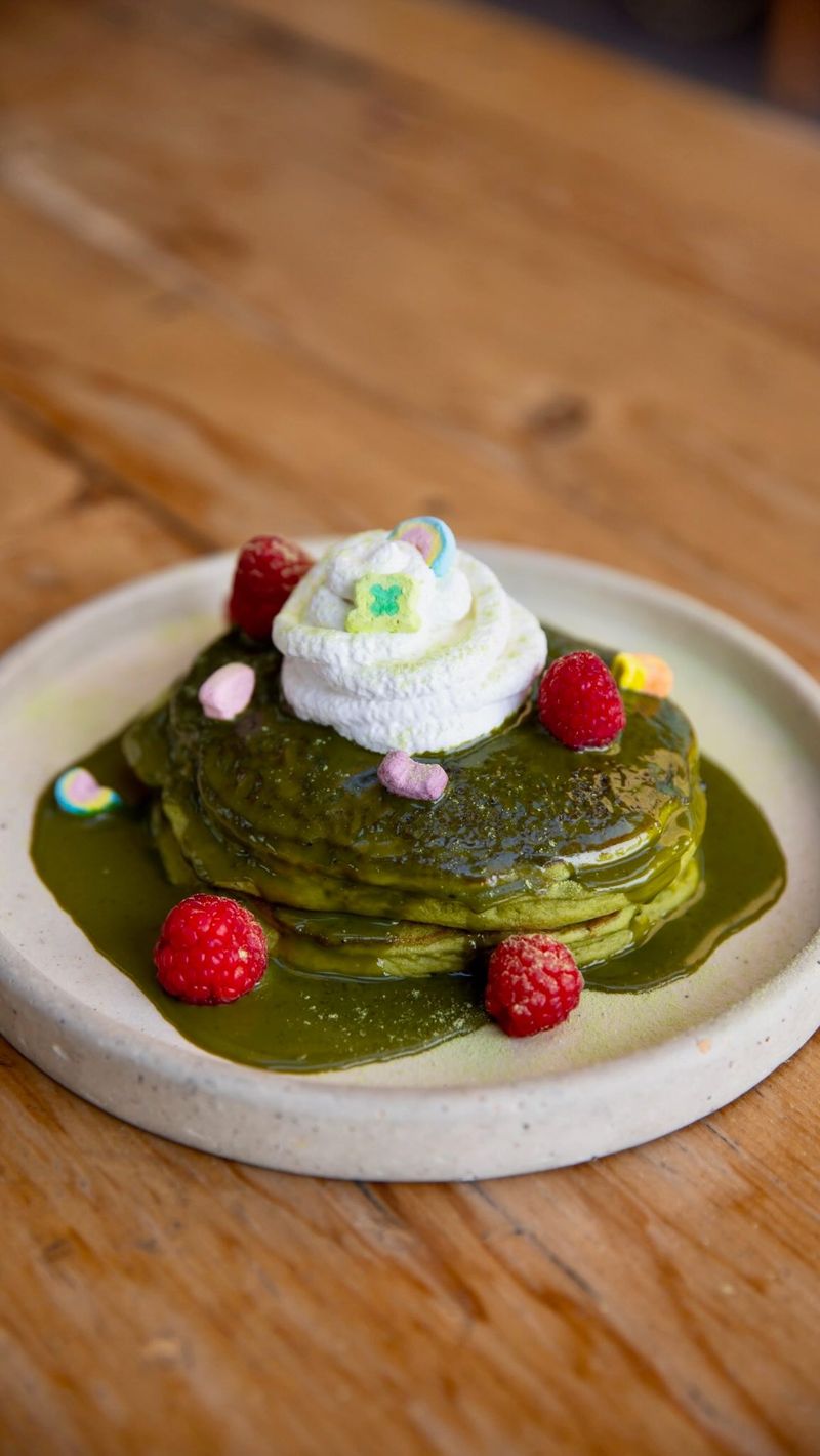 BabyBird Cafe's Matcha Green Tea Pancakes