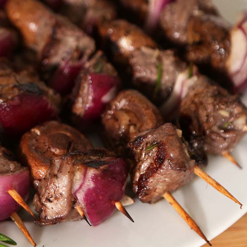 Garlic Butter Steak & Mushroom Skewers