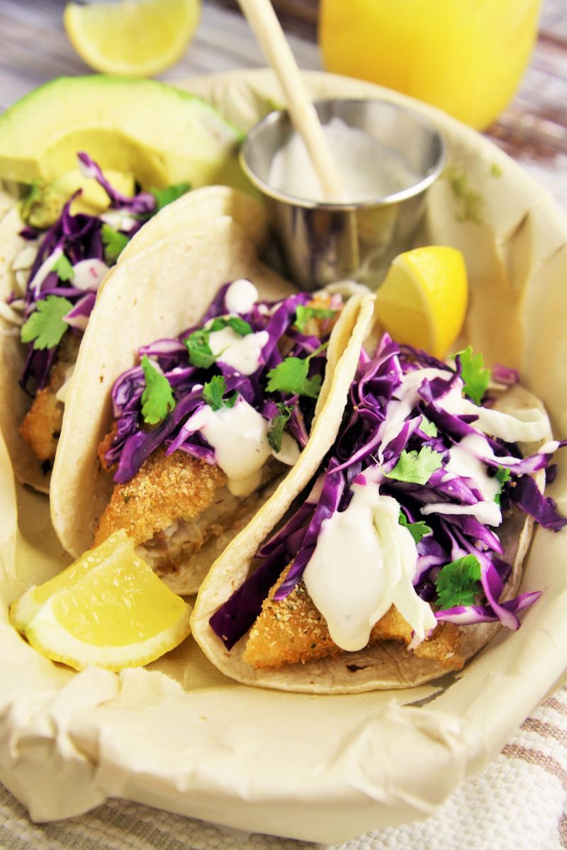 Crispy Fish Tacos With Lime Crema