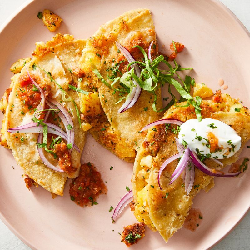 Crispy Potato And Poblano Tacos