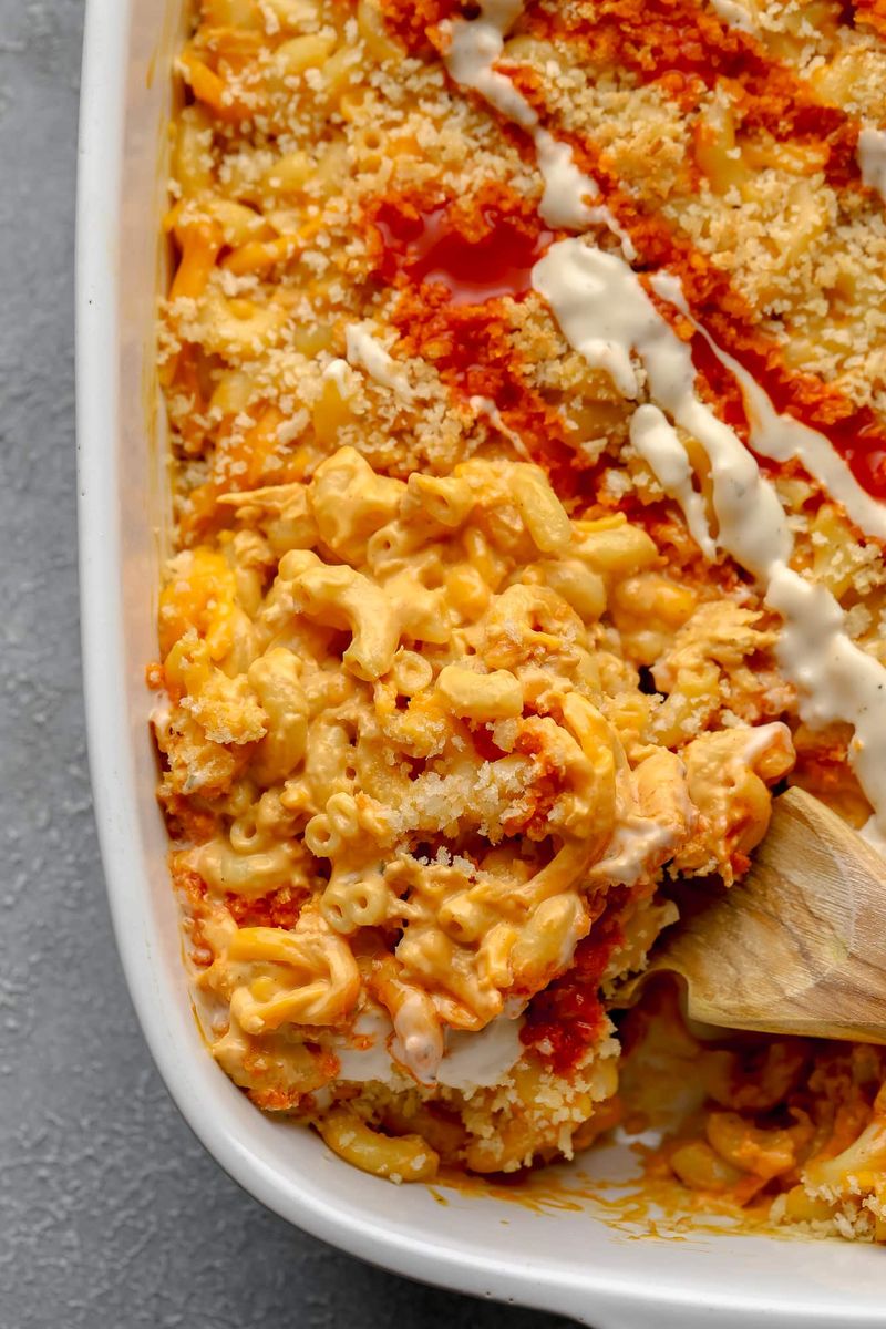 Vegan Buffalo Cauliflower Pasta Bake
