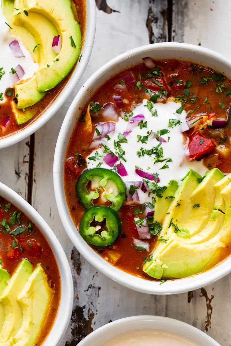 Spicy Chicken Tortilla-Less Soup