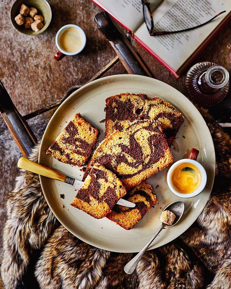 Chocolate-Tahini Banana Bread With Espresso Glaze