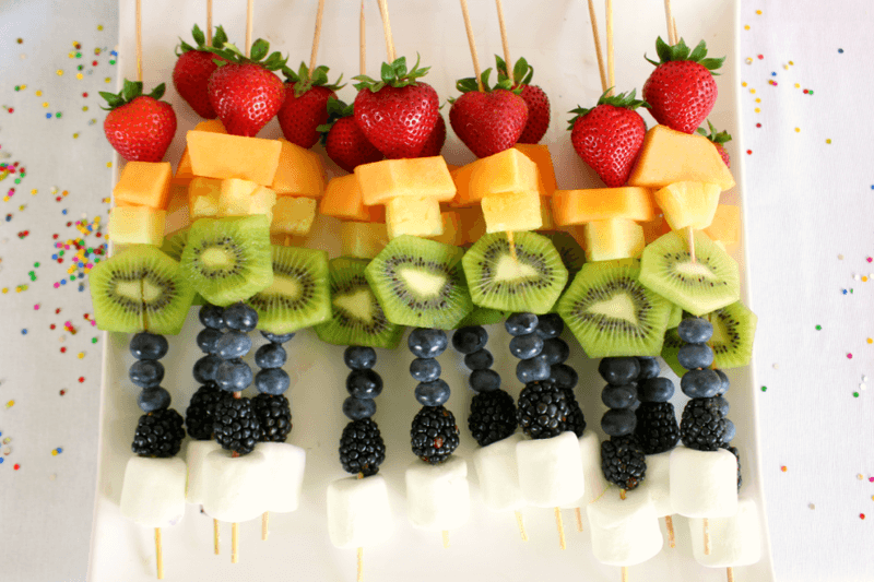 Rainbow Fruit Skewers With Honey-Yogurt Dip