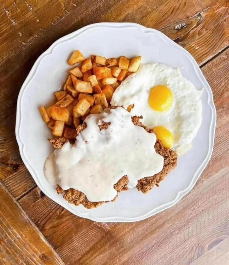 Oklahoma's Chicken Fried Steak And Eggs