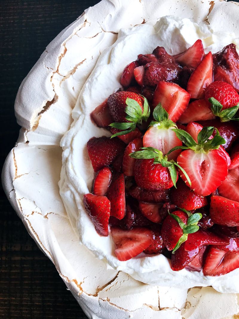 Basil-Strawberry Pavlova