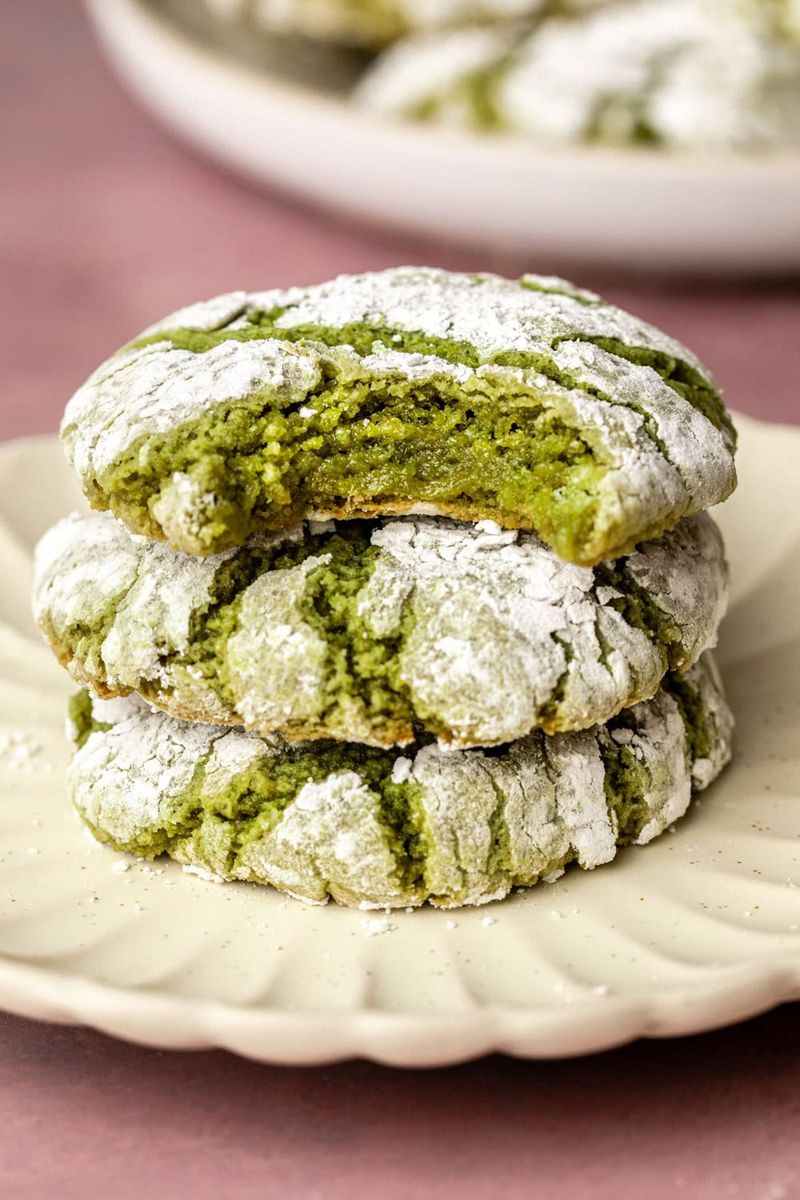 Matcha White Chocolate Crinkle Cookies