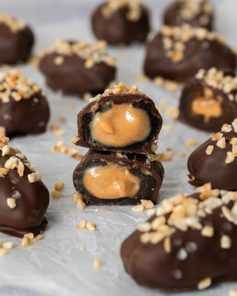 Healthy “Snickers” Dates With Almond Butter And Dark Chocolate